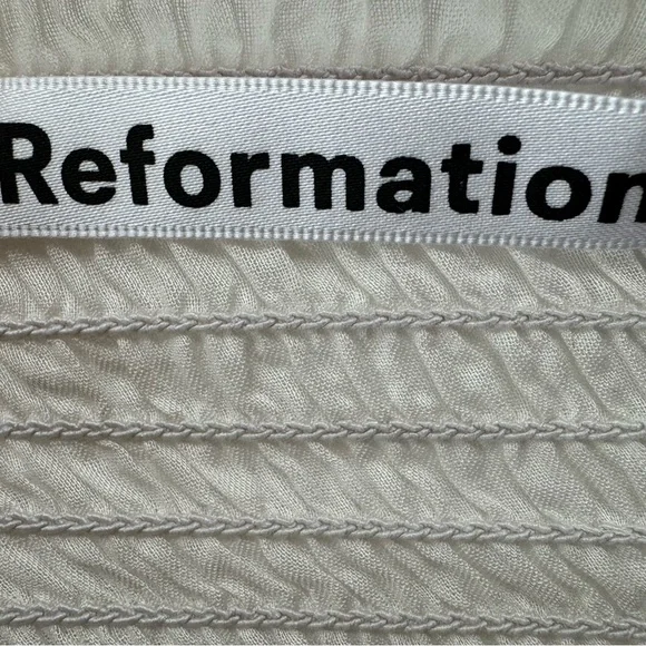 Reformation Maeve Dress – Cream Eyelet Mini | Size 12 | Romantic + Feminine NWT - Picture 3 of 4